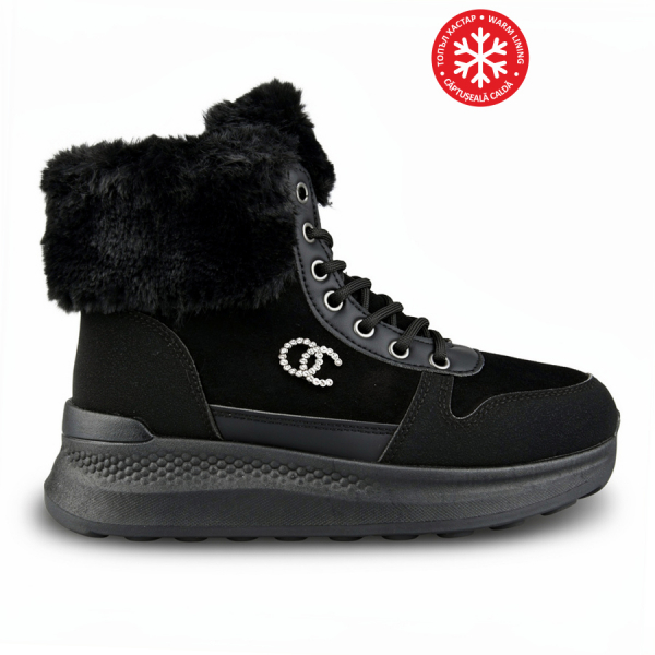 lady's boots eco leather/textile black