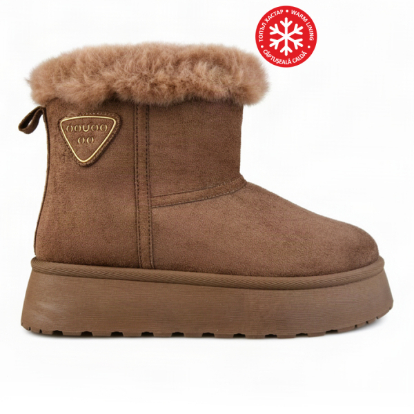botine damă textil maro deschis