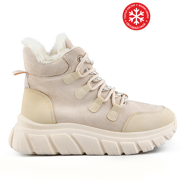 botine damă textil bej 0162641