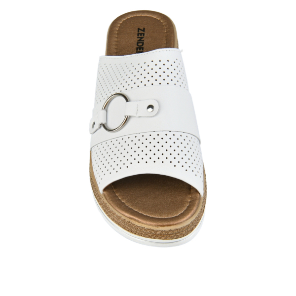 papuci damă piele naturală alb 0163745