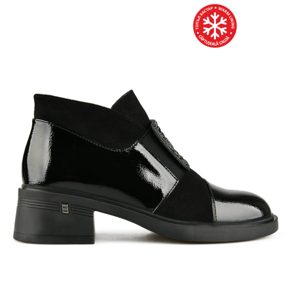 botine damă piele ecologică/textil negru 0162928