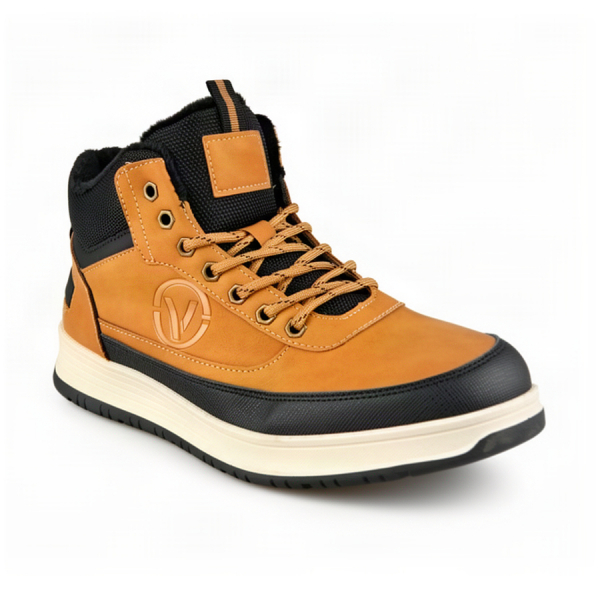 men's boots synthetic leather/textile light brown 0162594