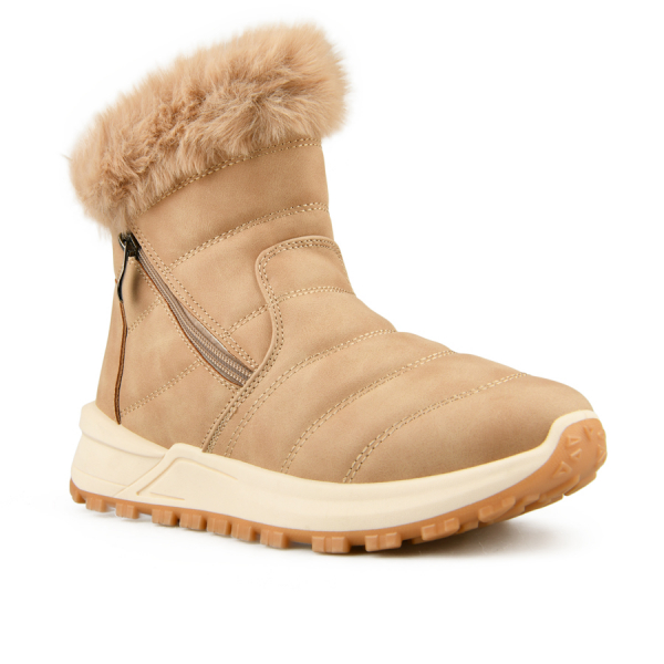 botine damă piele ecologică/textil maro deschis 0162297