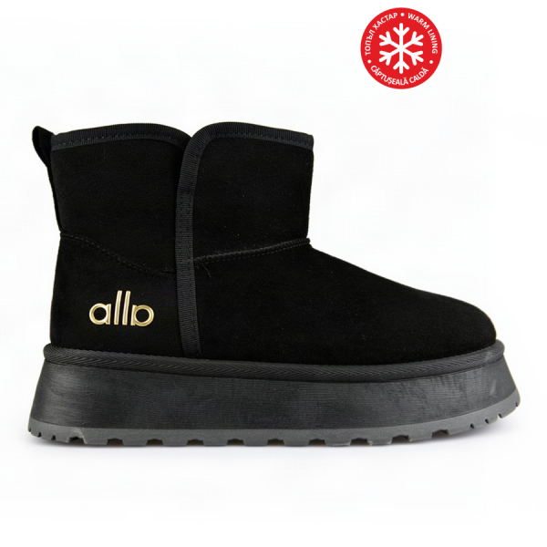 botine damă textil negru