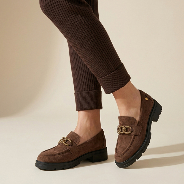 lady's shoes textiles brown 0160456