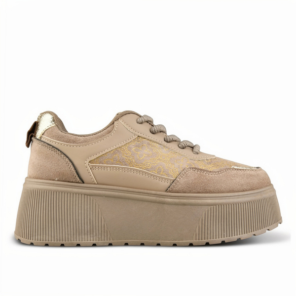 adidași damă textil/piele ecologică maro deschis