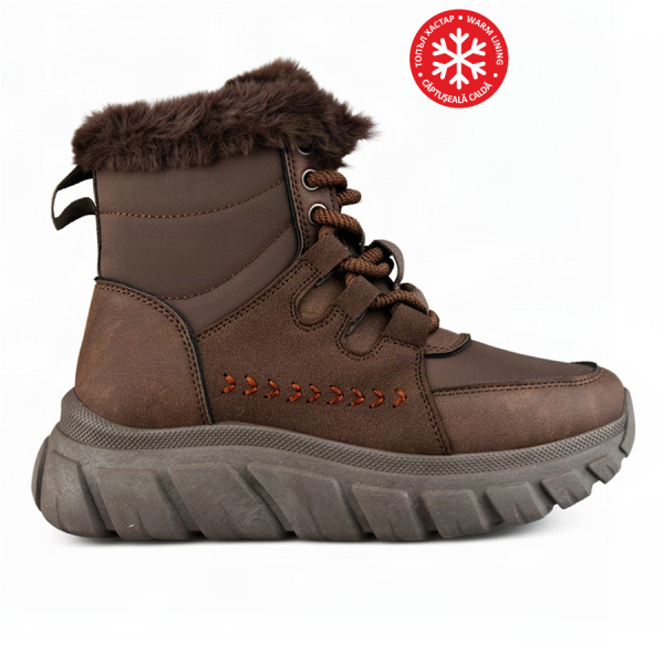 lady's boots synthetic leather/textile brown