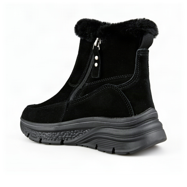 botine damă piele naturală/textil negru 0163061