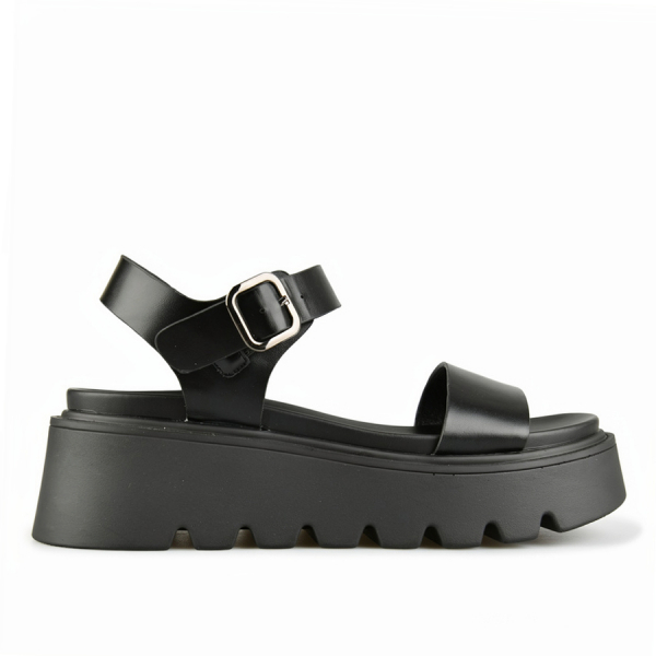 lady's sandals synthetic leather black