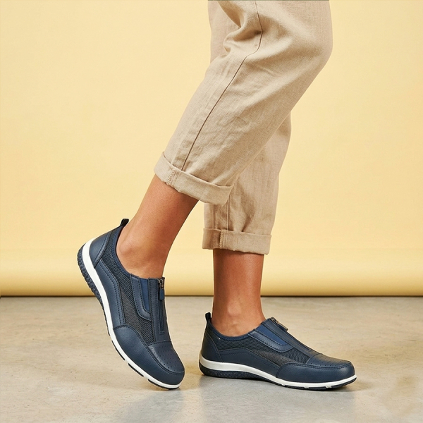lady's shoes genuine leather/textile blue 0161632