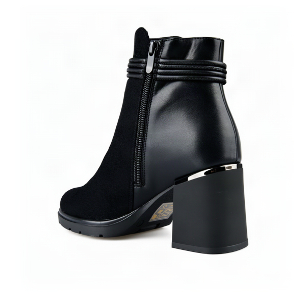 botine damă piele ecologică/textil negru 0162488