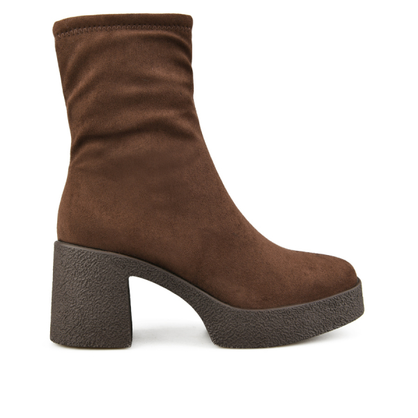 botine damă textil maro
