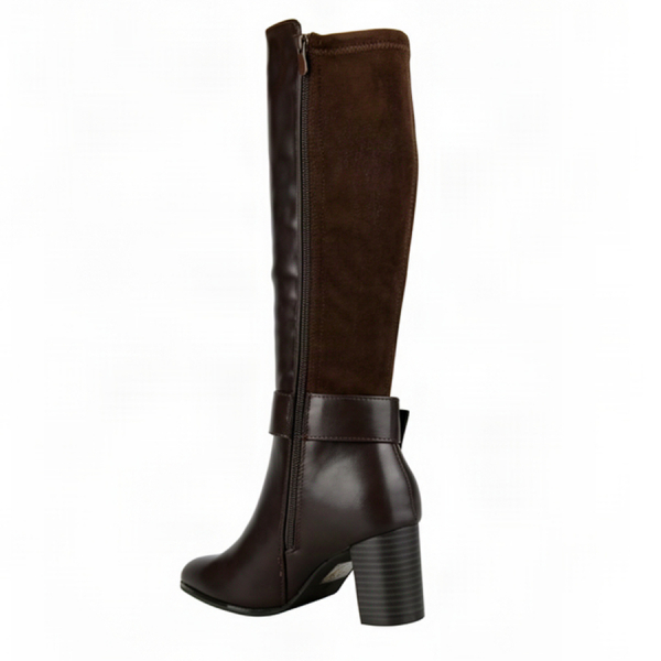 cizme damă piele ecologică/textil maro 0162506