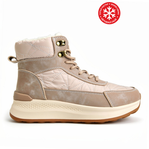 lady's boots eco leather/textile beige