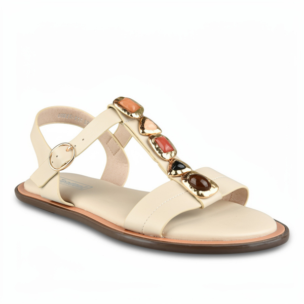 lady's sandals synthetic leather white