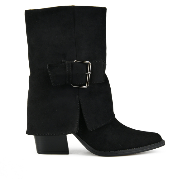 botine damă textil negru