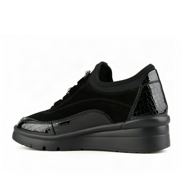 pantofi damă piele naturală/textil negru 0163079