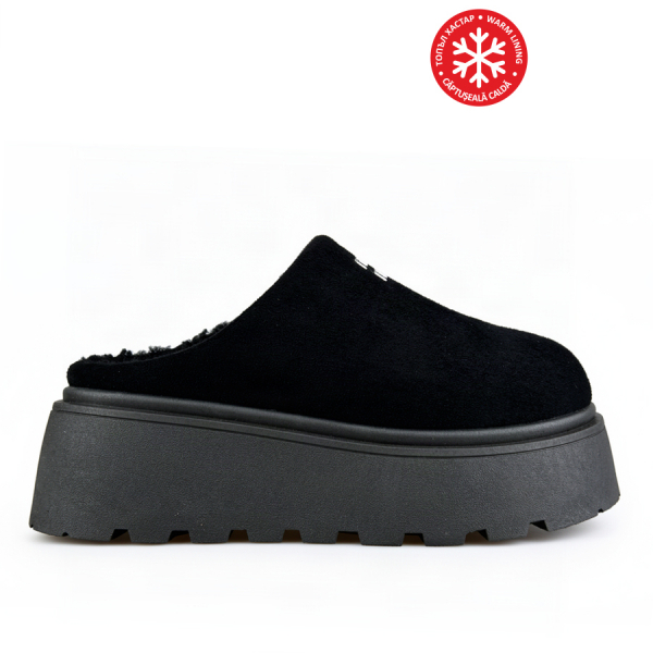 saboți damă textil negru 0163374