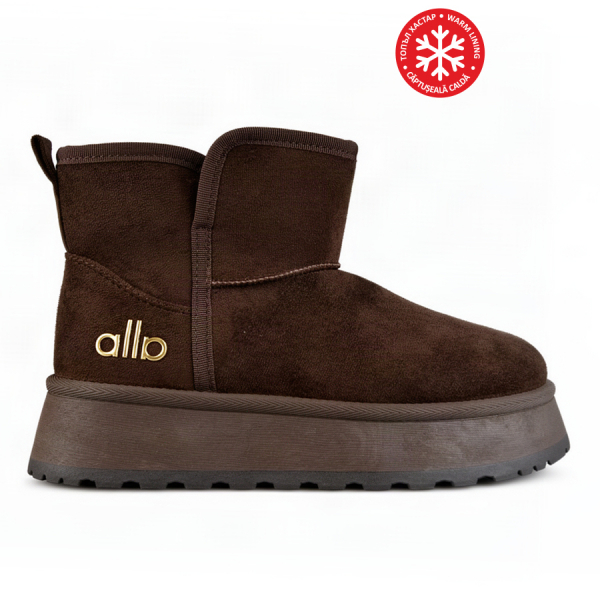 botine damă textil maro