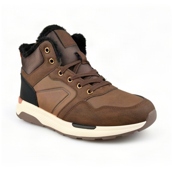 men's boots synthetic leather/textile brown 0162605