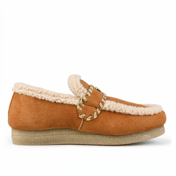pantofi damă textil maro deschis