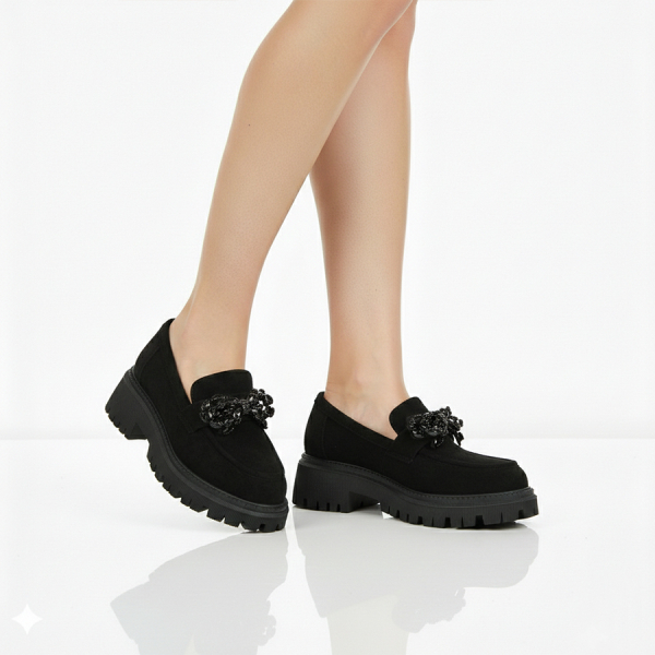 pantofi damă textil negru 0163256
