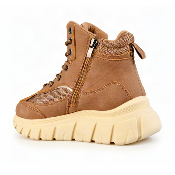 botine damă piele ecologică/textil maro deschis 0163384