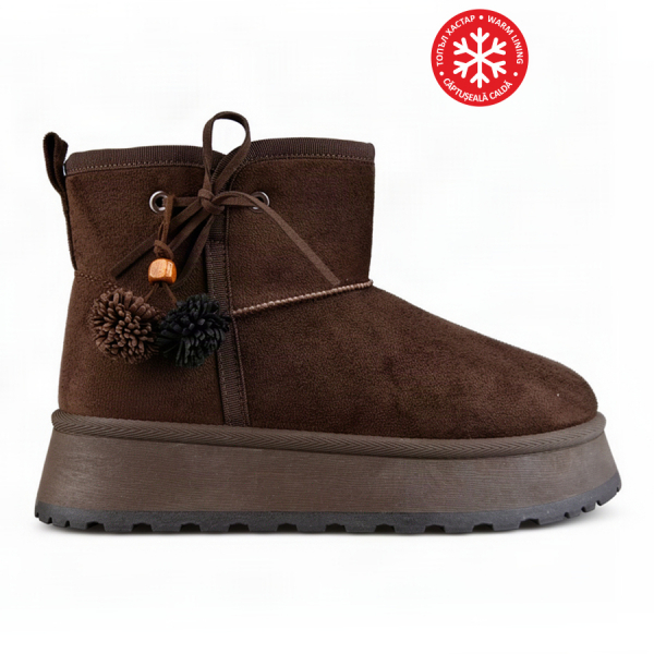 botine damă textil maro