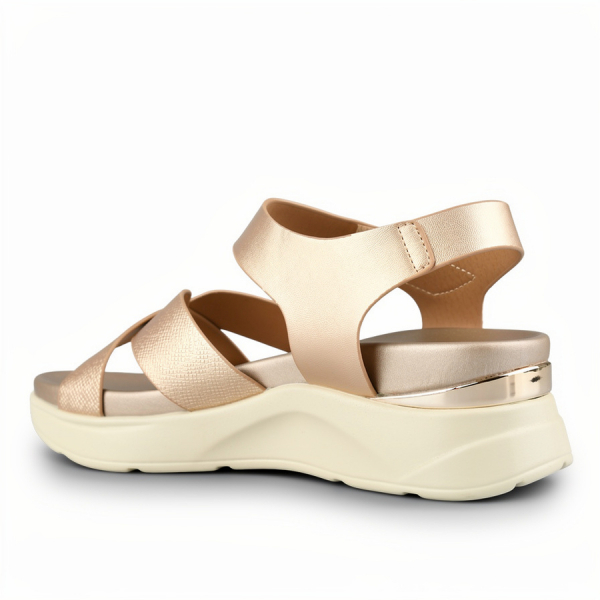 lady's sandals synthetic leather gold 0161162