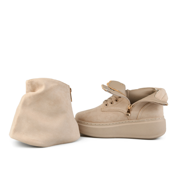 botine damă textil bej 0162716
