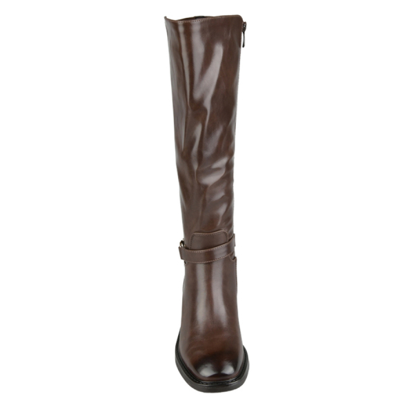 cizme damă piele ecologică/textil maro închis 0162818