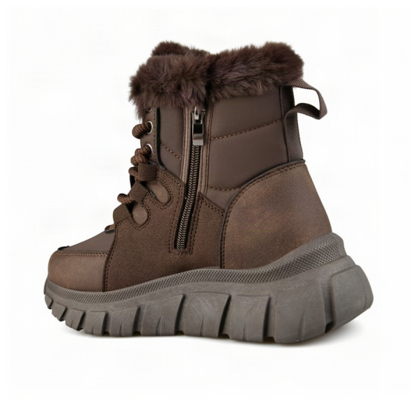 lady's boots synthetic leather/textile brown 0163381