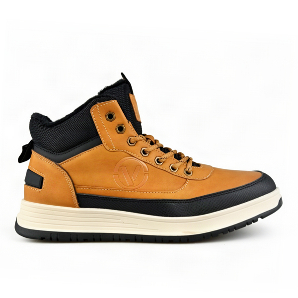men's boots synthetic leather/textile light brown