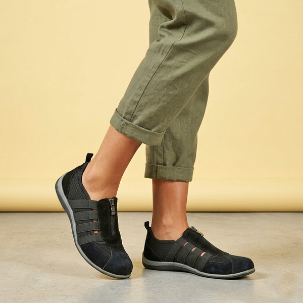 lady's shoes genuine leather/textile black 0161635