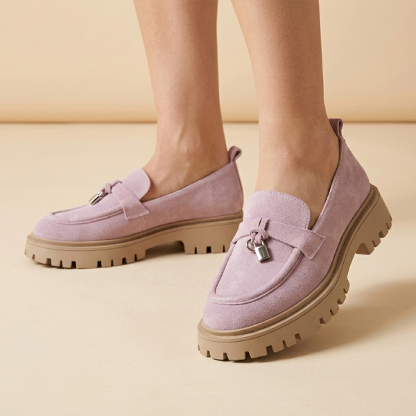 pantofi damă piele naturală violet 0160759