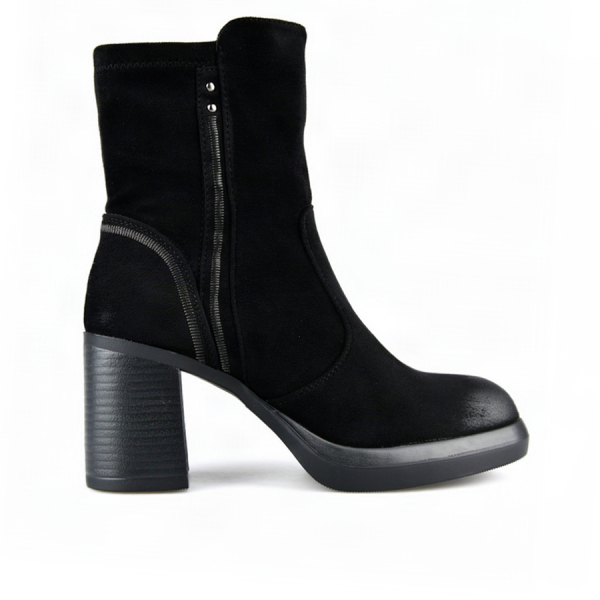 botine damă textil negru