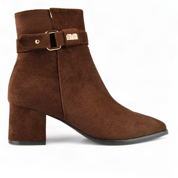 botine damă textil maro