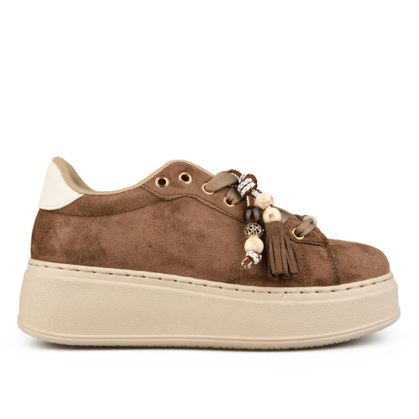 adidași damă textil/piele ecologică maro 0163361