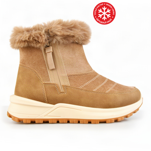 lady's boots textile/eco leather light brown