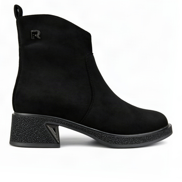 botine damă textil negru
