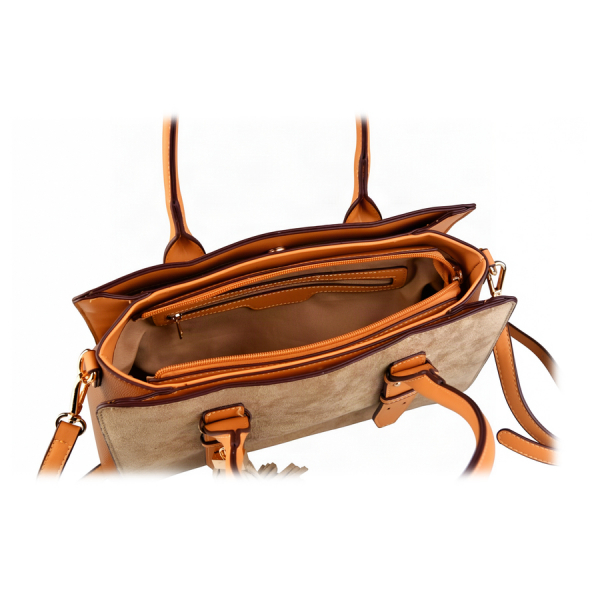 lady's bag synthetic leather/textile light brown 0163268