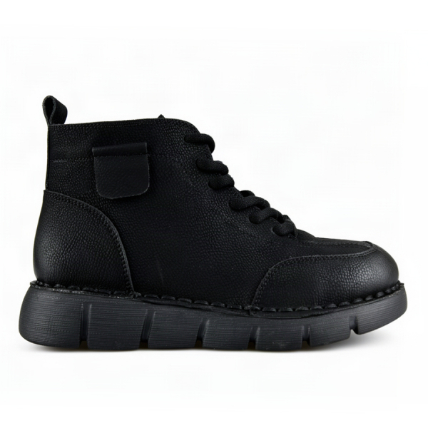 botine damă piele naturală negru