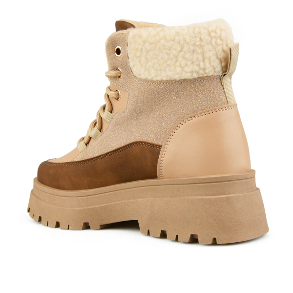 botine damă piele ecologică maro deschis 0163251