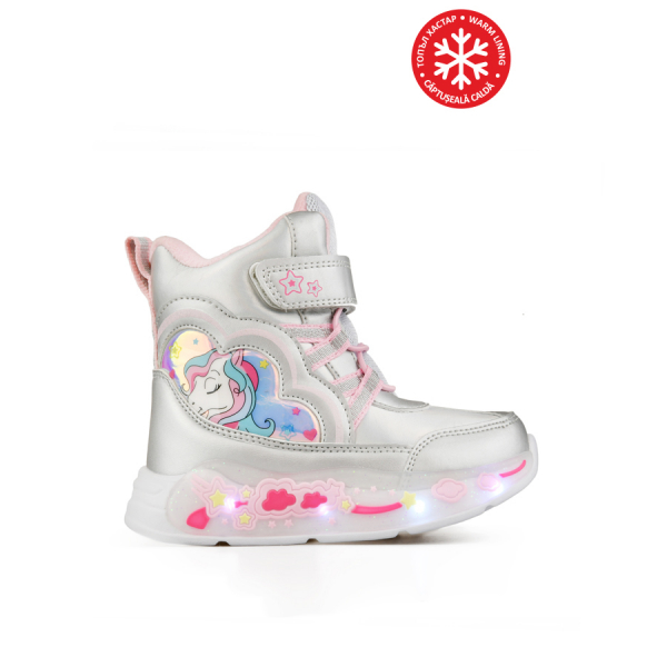 kids boots synthetic leather silver