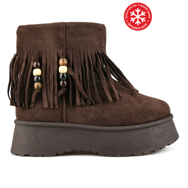 botine de zăpadă damă textil maro