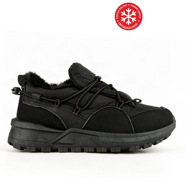 pantofi damă textil/piele ecologică negru