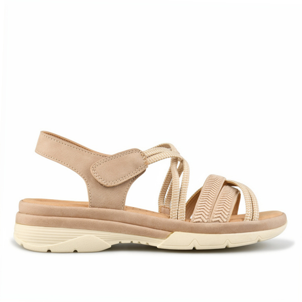 lady's sandals synthetic leather light brown