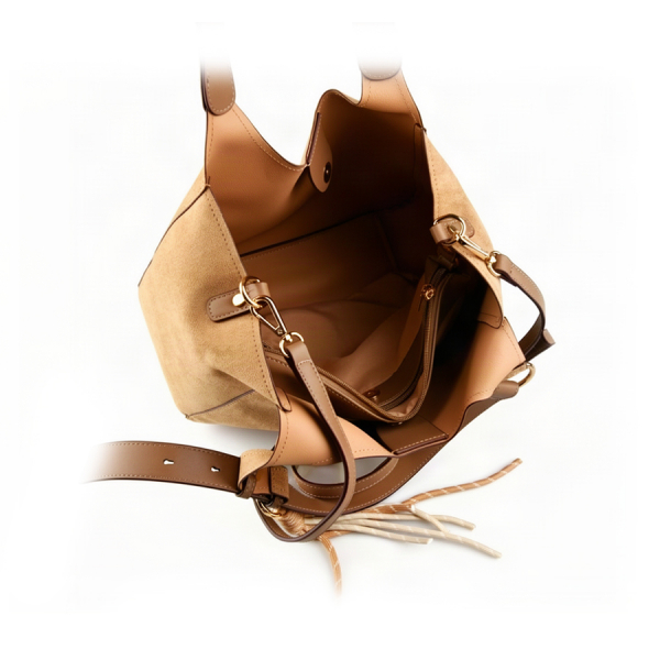 lady's bag textile/synthetic leather light brown 0163276