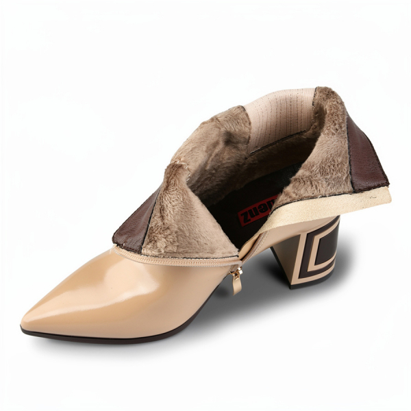 botine damă piele ecologică bej 0162049