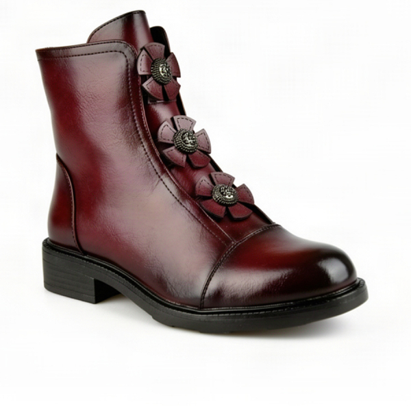 botine damă piele ecologică bordo 0162911
